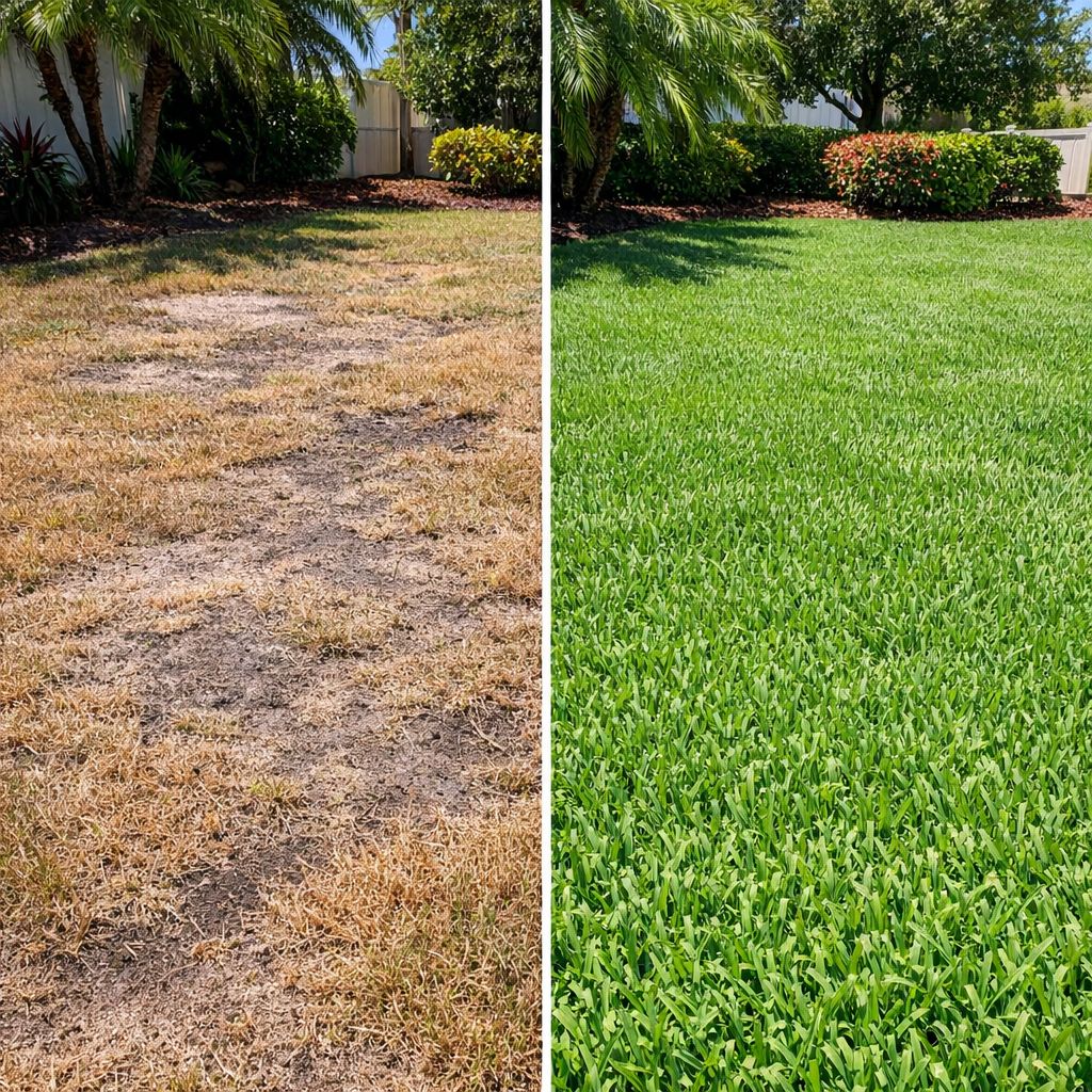 Brown lawn after a week without water in Kissimmee