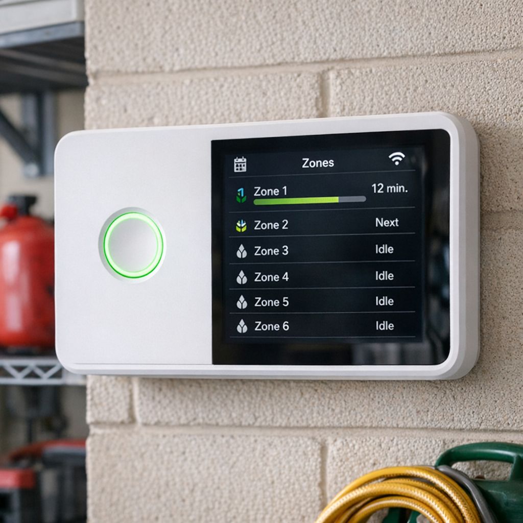 Smart sprinkler controller installed for lawn irrigation