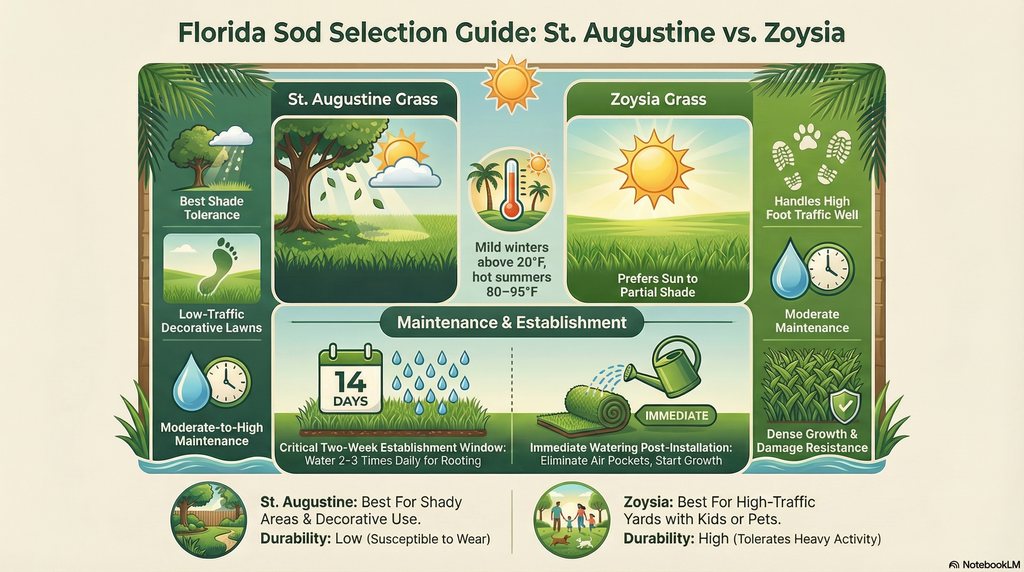 Comparison chart of Zoysia and St. Augustine sod types